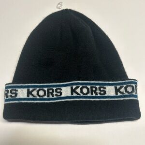 MICHAEL KORS‎ BEANIE VERTICAL LOGO SIDE STRIPE DARK BLUE HAT UNISEX